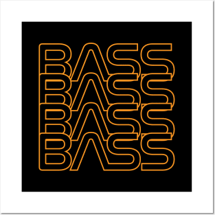 Bass Repeated Text Warm Orange Posters and Art